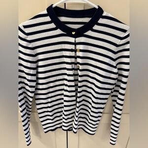 J. Crew Classic Navy and White Striped Sweater